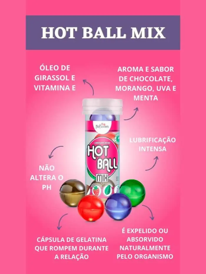Hot Ball Mix 4 unidades menta, Chocolate, Morango e uva Ref.HC621 - Imagem 1