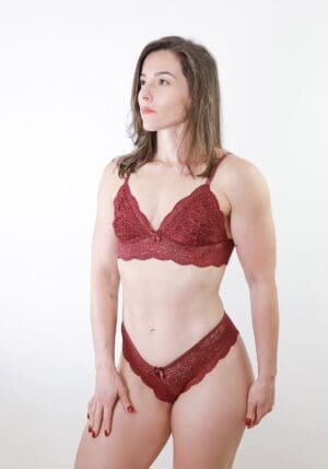 Conjunto De Lingerie Calcinha e Sutiã Sem Bojo De Renda Sexy Ref. 9006 - Imagem 5