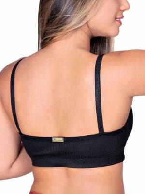 Sutiã Em Ribana Canelada Com Alças Reguláveis e Decote com Renda Ref. 9201 - Imagem 5