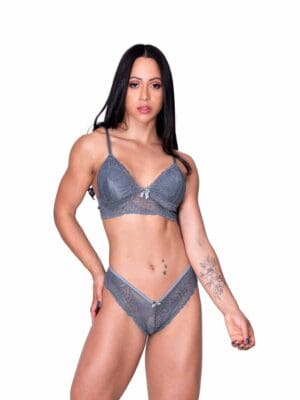 Conjunto De Lingerie Calcinha e Sutiã Sem Bojo De Renda Sexy Ref. 9006