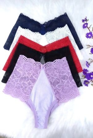 Conjunto Calcinha e Sutiã Com Renda Lingerie Soutien Sem Bojo e Calcinha Cintura Média Ref. 9029 - Imagem 5