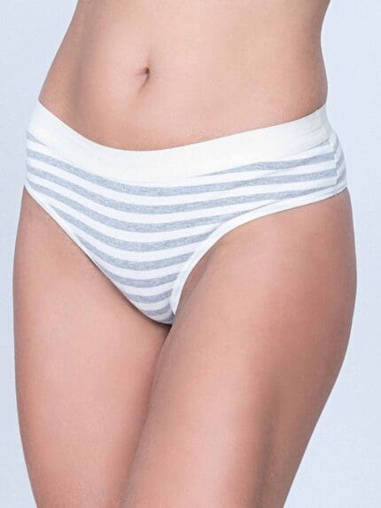 Calcinha Tanga Janaina Com Tecido De Algodão Em Listras Ref. 047