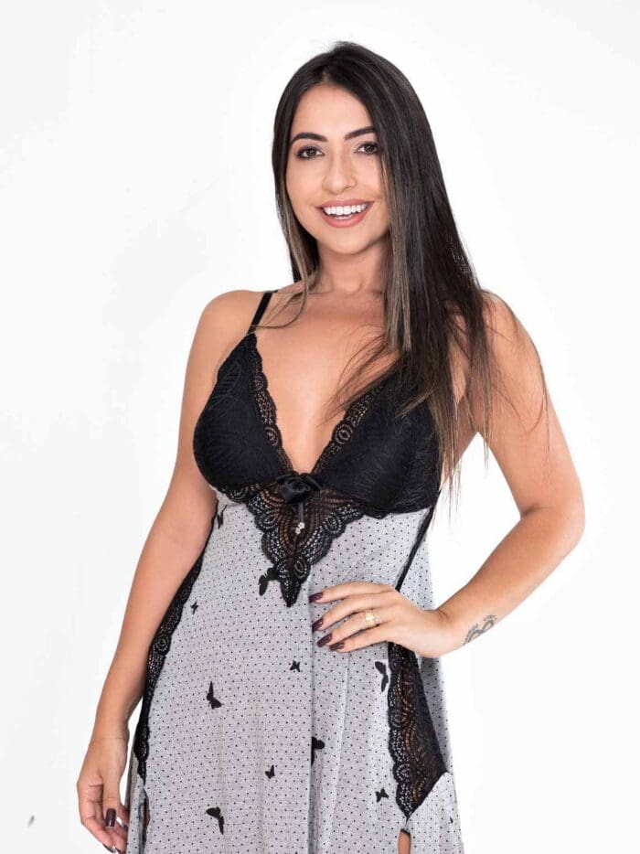 Camisola em Mescla com Renda Princesa Ref. 9171