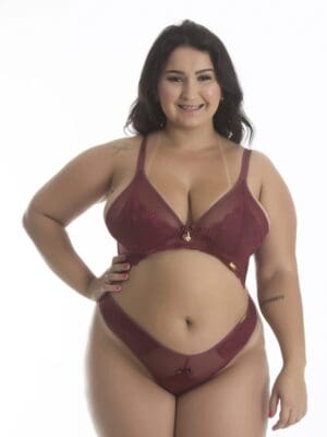 Conjunto Plus Size Sem Bojo Com Detalhe Em Tule e Renda Sensual Ref. 1073 - Imagem 8