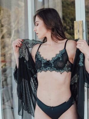 Conjunto Sem Bojo de Renda Sensual Bicolor Com Aro Ref. 9263