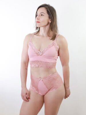 Conjunto Calcinha e Sutiã Com Renda Lingerie Soutien Sem Bojo e Calcinha Cintura Média Ref. 9029 - Imagem 3