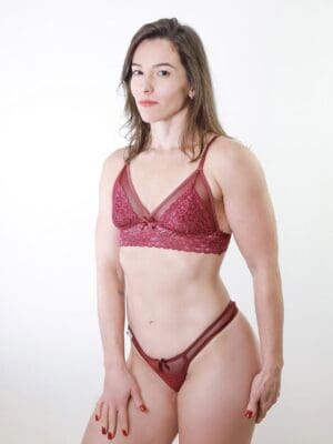 Conjunto de Renda Com Detalhe Em Tule Sem Bojo Ref. 9142 - Imagem 2