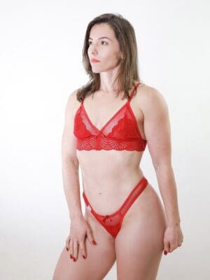 Conjunto de Renda Com Detalhe Em Tule Sem Bojo Ref. 9142 - Imagem 4