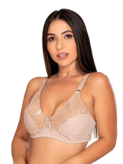 Sutiã Sustentação Reforçado Cetinete E Renda Sem Bojo Sem Aro Ref. 00131