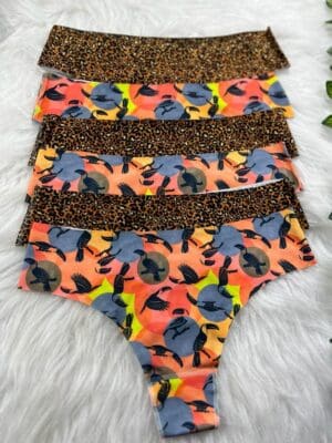 Kit C/6 Calcinhas Fio Dental Corte a Laser Estampada Ref.9317 - Imagem 5