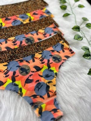 Kit C/6 Calcinhas Fio Dental Corte a Laser Estampada Ref.9317 - Imagem 4