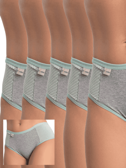 Kit 5 Calcinha de Algodão Cintura Alta Conforto e Detalhe Poá Ref. 9265KIT