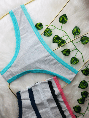 Kit 5 Calcinha Algodao com Detalhe em Renda Cintura Yasmim Ref. 050